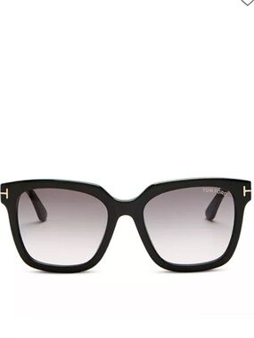 Tom Ford Black Square Sunglasses with Gradient Lenses and Gold T Logo